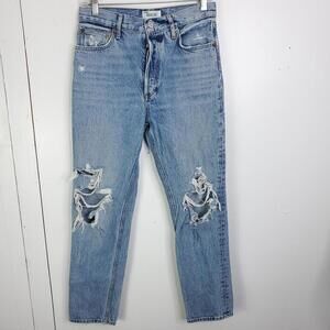 Agolde Jeans Womens 26 Fen High Rise Relaxed Tapered Wander Ripped Button Fly